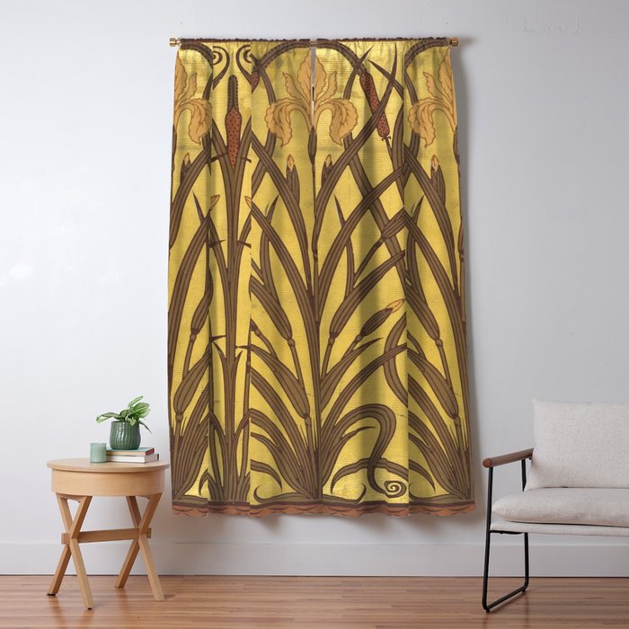 Walter Crane Rush & Iris Art Nouveau Window Curtain Gallery Image 5