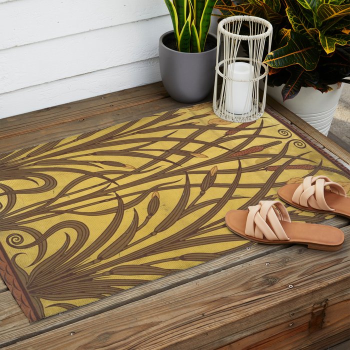 Walter Crane Rush & Iris Art Nouveau Outdoor Rug Gallery Image 2