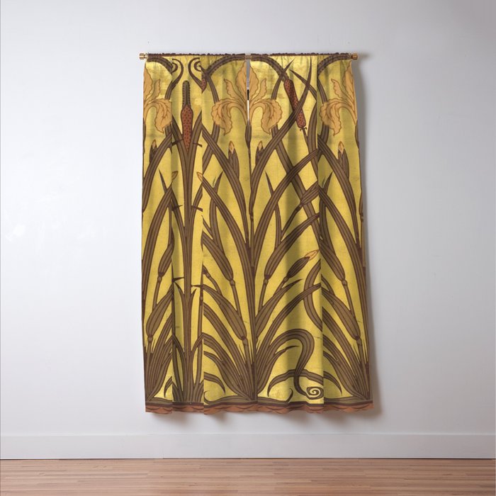 Walter Crane Rush & Iris Art Nouveau Window Curtain Gallery Image 3