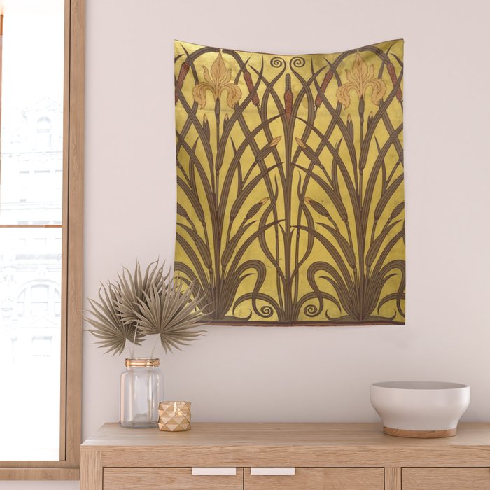 Walter Crane Rush & Iris Art Nouveau Wall Tapestry Gallery Image 2