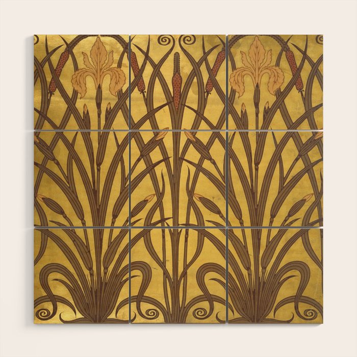 Walter Crane Rush & Iris Art Nouveau Wood Wall Art Gallery Image 1