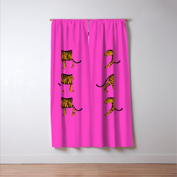 Tigers (Magenta and Marigold) Window Curtain Gallery Image 3