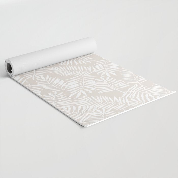 Tropical Palm Leaves - Palm Leaf Pattern - Sandy Beige Yoga Mat Gallery Image 2