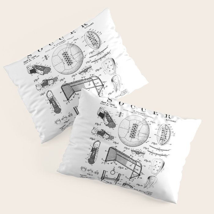 Soccer Player Football Vintage Patent Drawing Print Pillow Sham Gallery Image 3