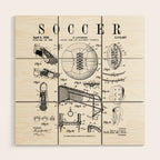 Soccer Player Football Vintage Patent Drawing Print Wood Wall Art Gallery Image 1