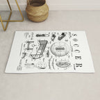 Soccer Player Football Vintage Patent Drawing Print Rug Gallery Image 1