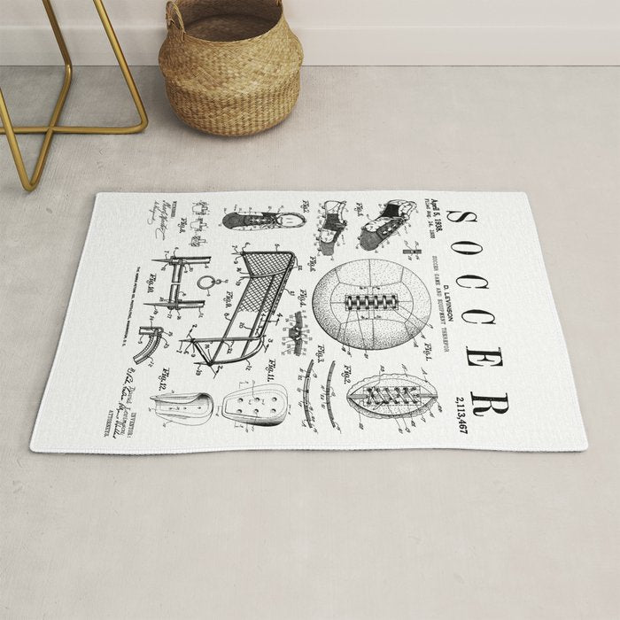 Soccer Player Football Vintage Patent Drawing Print Rug Gallery Image 1