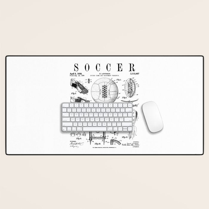 Soccer Player Football Vintage Patent Drawing Print Desk Mat Gallery Image 1