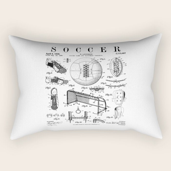 Soccer Player Football Vintage Patent Drawing Print Rectangular Pillow Gallery Image 2