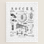 Soccer Player Football Vintage Patent Drawing Print Jigsaw Puzzle Gallery Image 1