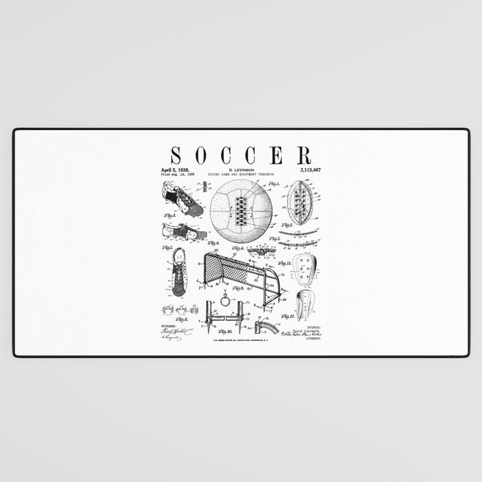 Soccer Player Football Vintage Patent Drawing Print Desk Mat Gallery Image 3