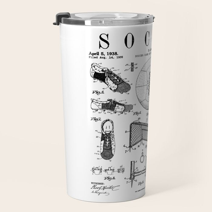 Soccer Player Football Vintage Patent Drawing Print Travel Mug Gallery Image 3