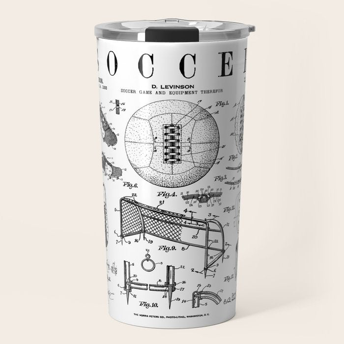 Soccer Player Football Vintage Patent Drawing Print Travel Mug Gallery Image 1