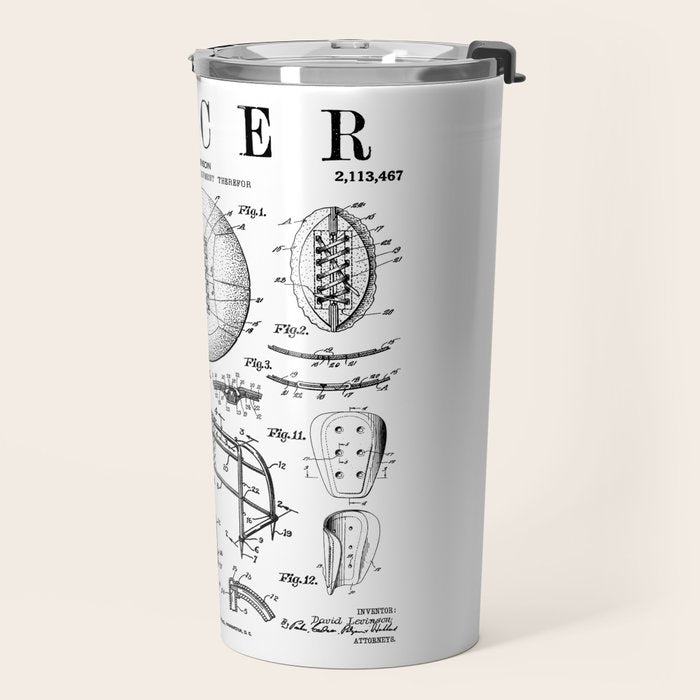 Soccer Player Football Vintage Patent Drawing Print Travel Mug Gallery Image 2