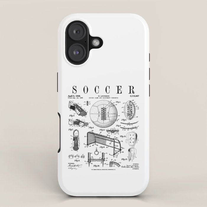 Soccer Player Football Vintage Patent Drawing Print iPhone Case Gallery Image 1
