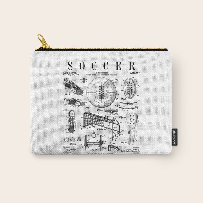 Soccer Player Football Vintage Patent Drawing Print Carry All Pouch Gallery Image 1