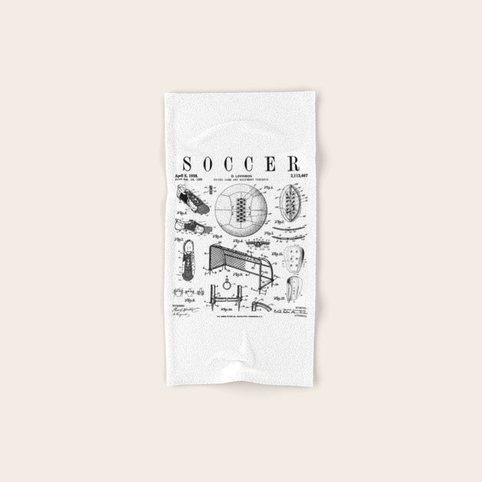 Soccer Player Football Vintage Patent Drawing Print Bath Towel Gallery Image 1