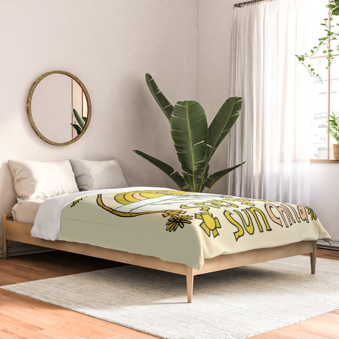 stay golden sun child surf dude //retro surf art by surfy birdy Comforter Gallery Image 2