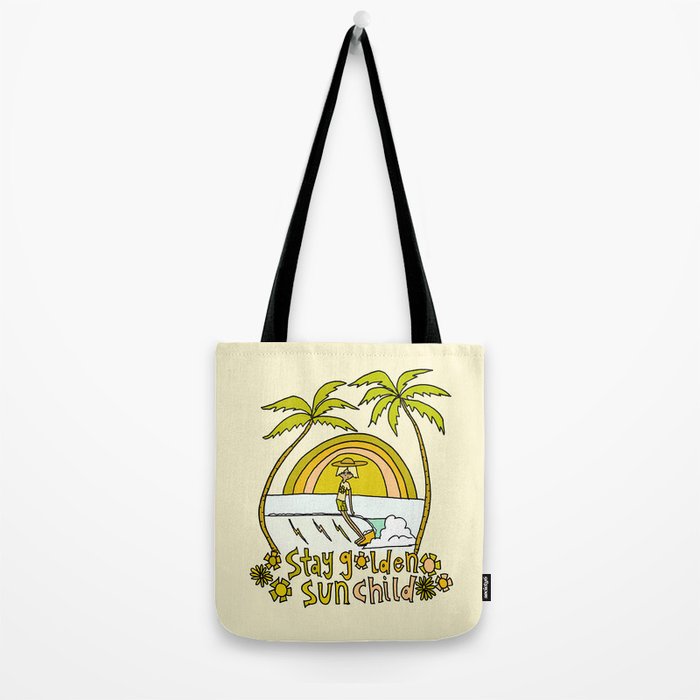 stay golden sun child surf dude //retro surf art by surfy birdy Tote Bag Gallery Image 2