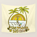 stay golden sun child surf dude //retro surf art by surfy birdy Wall Tapestry Gallery Image 4
