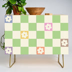 Colorful Flowers Green Check  Credenza Gallery Image 1