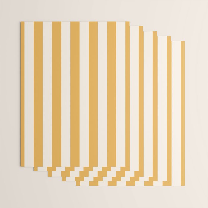 Mustard Yellow And Cream White Vertical Stripes Wrapping Paper Gallery Image 3