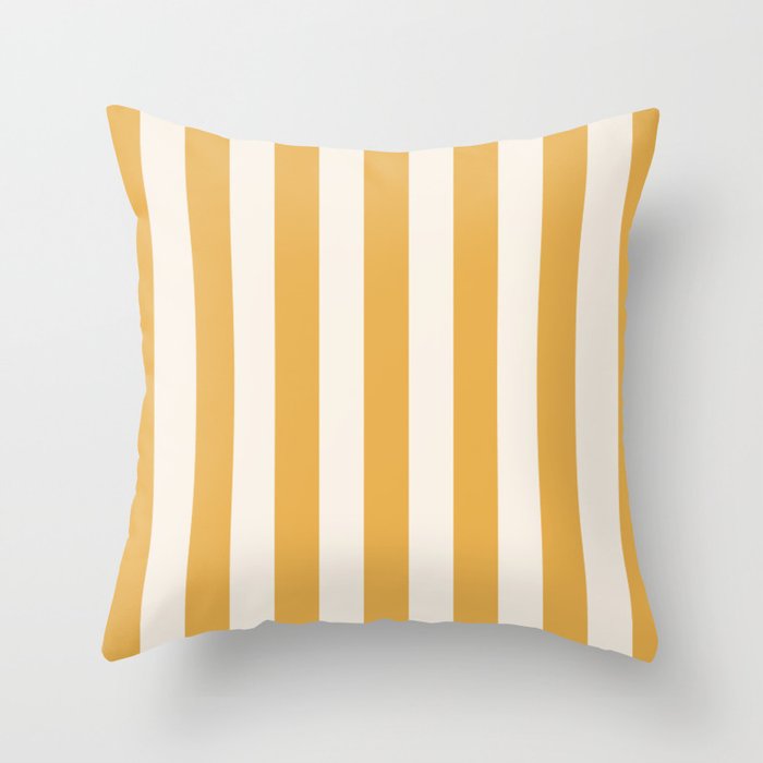 Mustard Yellow And Cream White Vertical Stripes Throw Pillow Gallery Image 6