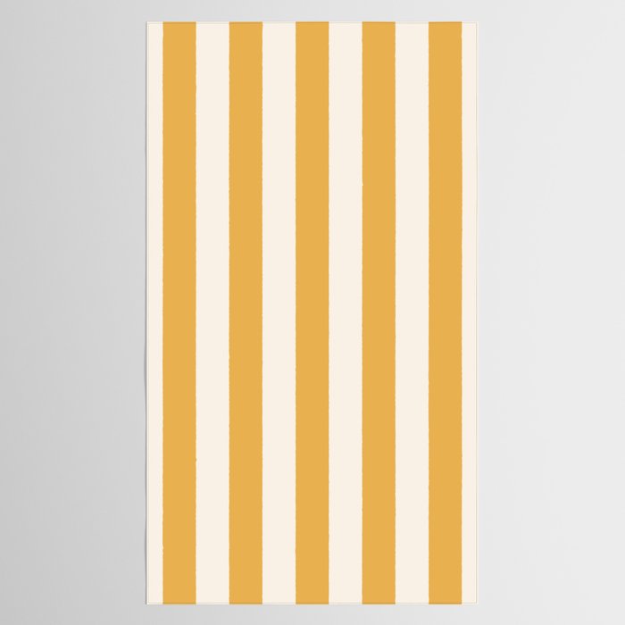 Mustard Yellow And Cream White Vertical Stripes Tablecloth Gallery Image 2