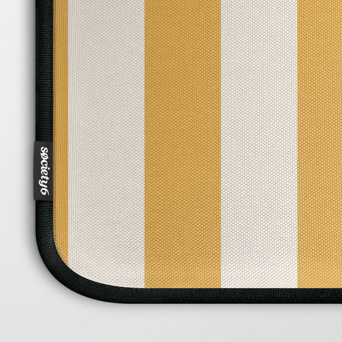 Mustard Yellow And Cream White Vertical Stripes Laptop Sleeve Gallery Image 3