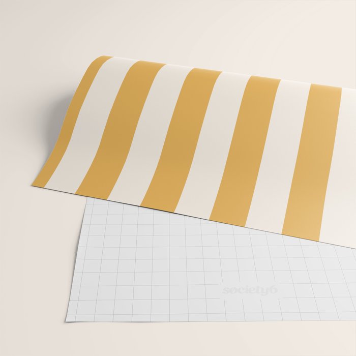 Mustard Yellow And Cream White Vertical Stripes Wrapping Paper Gallery Image 2