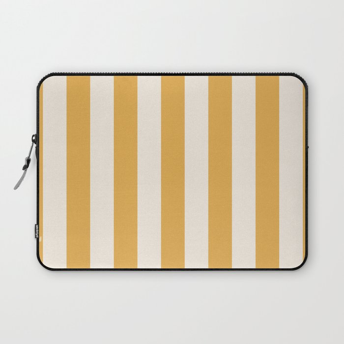 Mustard Yellow And Cream White Vertical Stripes Laptop Sleeve Gallery Image 1