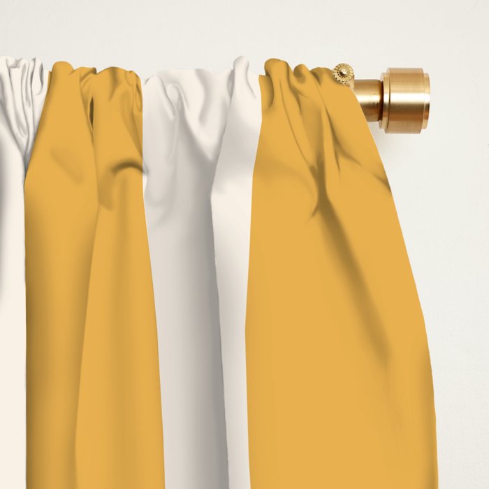 Mustard Yellow And Cream White Vertical Stripes Window Curtain Gallery Image 2