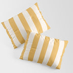 Mustard Yellow And Cream White Vertical Stripes Pillow Sham Gallery Image 3