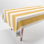 Mustard Yellow And Cream White Vertical Stripes Tablecloth Gallery Image 1
