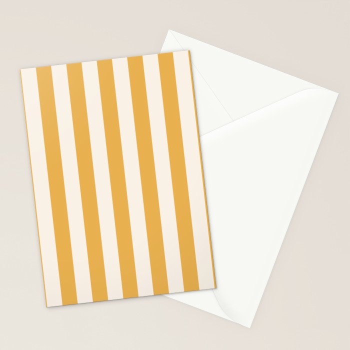Mustard Yellow And Cream White Vertical Stripes Stationery Card Gallery Image 2