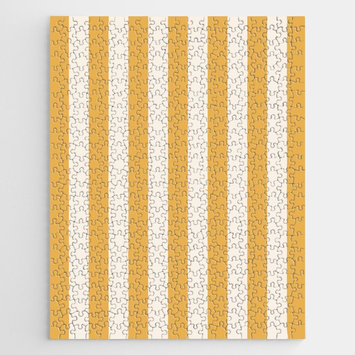 Mustard Yellow And Cream White Vertical Stripes Jigsaw Puzzle Gallery Image 1