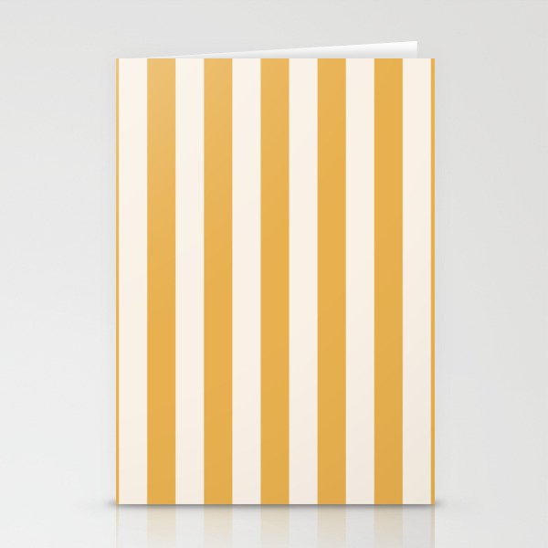 Mustard Yellow And Cream White Vertical Stripes Stationery Card Gallery Image 2