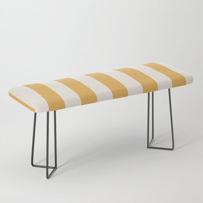 Mustard Yellow And Cream White Vertical Stripes Bench Gallery Image 1