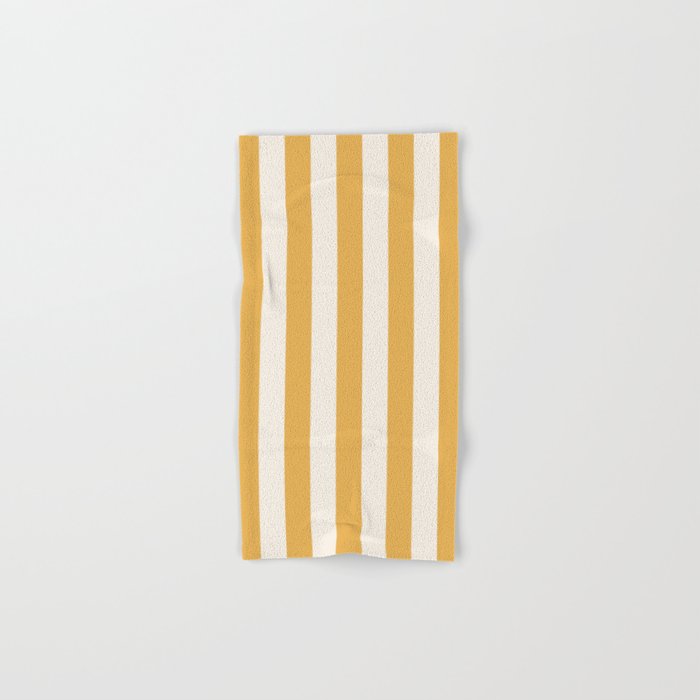 Mustard Yellow And Cream White Vertical Stripes Bath Towel Gallery Image 1