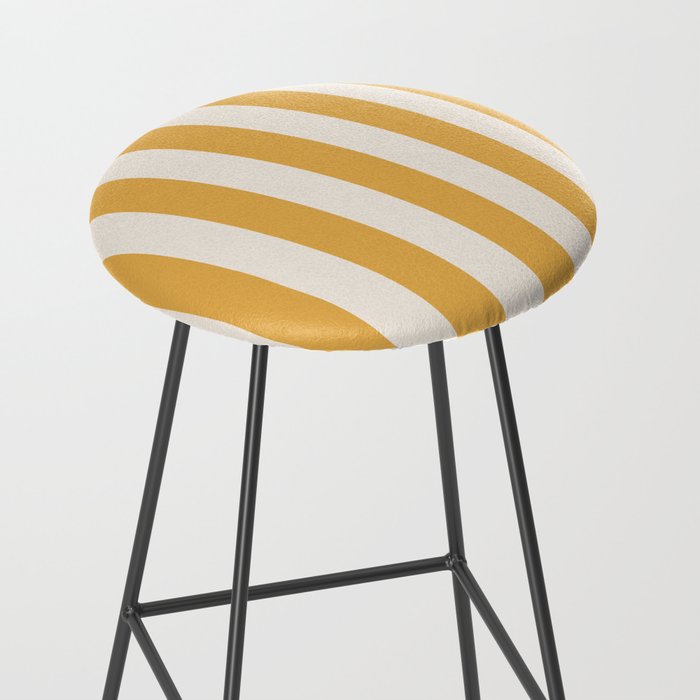 Mustard Yellow And Cream White Vertical Stripes Stool Gallery Image 2
