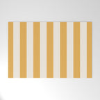Mustard Yellow And Cream White Vertical Stripes Welcome Mat Gallery Image 1