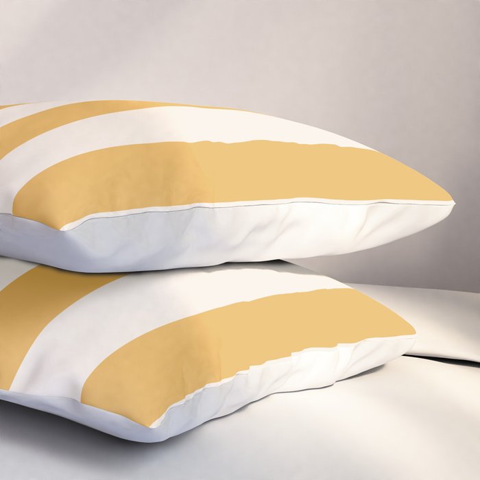 Mustard Yellow And Cream White Vertical Stripes Pillow Sham Gallery Image 3