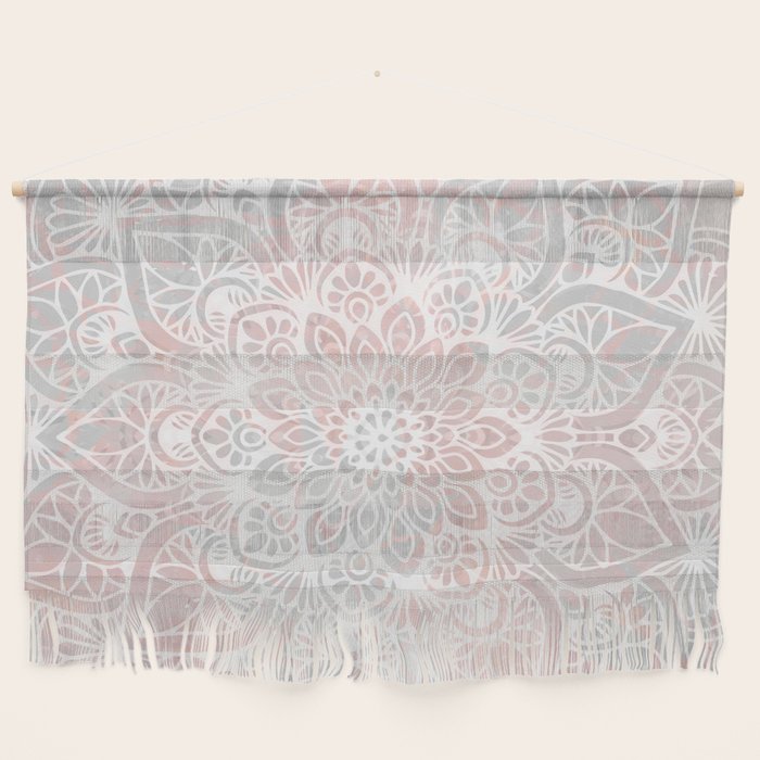 Mandala, Yoga, Love, Coral and Gray, Wall Art Boho Wall Hanging Gallery Image 1