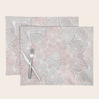 Mandala, Yoga, Love, Coral and Gray, Wall Art Boho Placemat Gallery Image 1