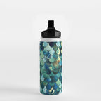 Mermaid Art, Sea Green, Ocean Blue Water Bottle Gallery Image 2