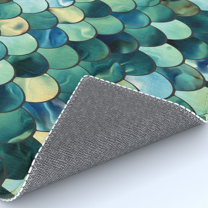 Mermaid Art, Sea Green, Ocean Blue Rug Gallery Image 4