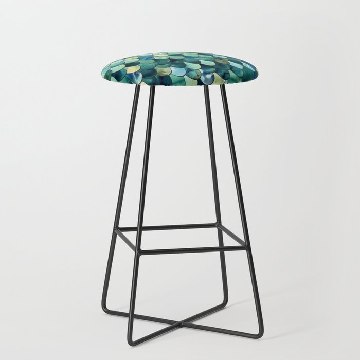 Mermaid Art, Sea Green, Ocean Blue Stool Gallery Image 1