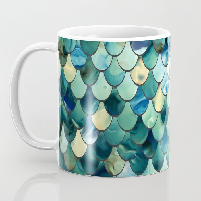 Mermaid Art, Sea Green, Ocean Blue Coffee Mug Gallery Image 3