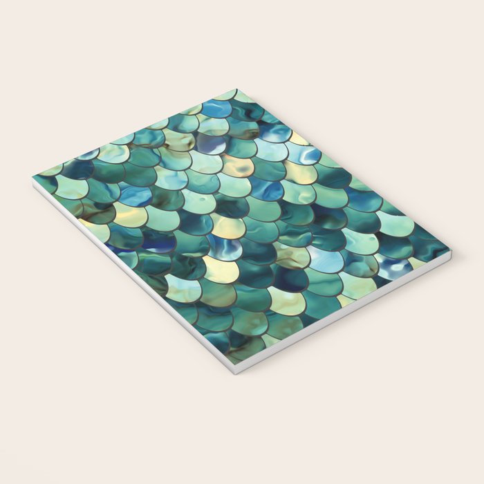 Mermaid Art, Sea Green, Ocean Blue Notebook Gallery Image 3