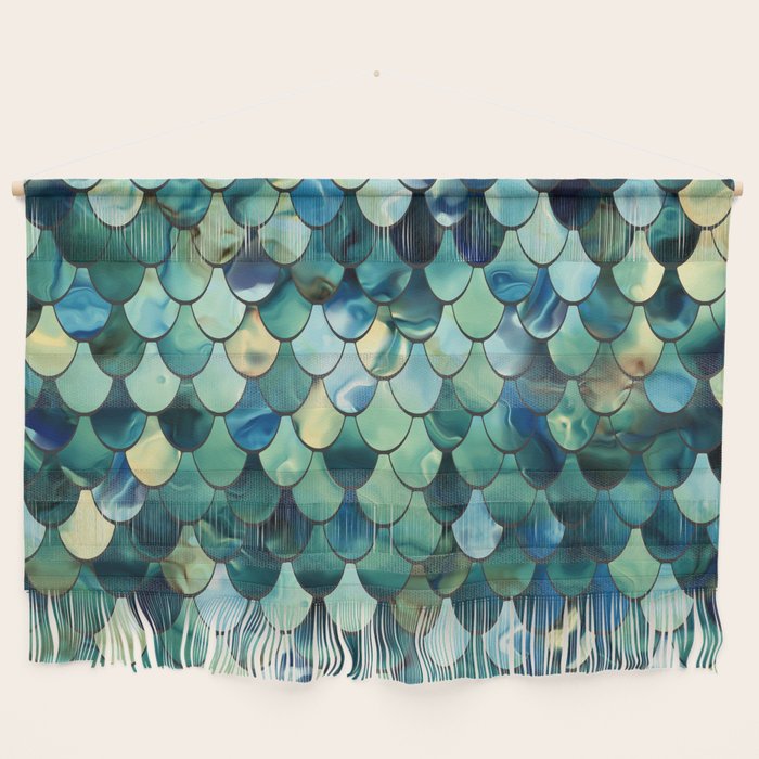 Mermaid Art, Sea Green, Ocean Blue Wall Hanging Gallery Image 1